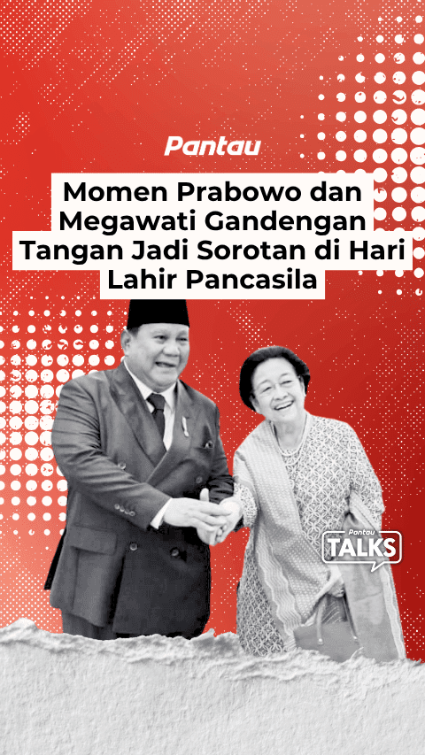 MOMEN PRABOWO DAN MEGAWATI GANDENGAN TANGAN JADI SOROTAN DI HARI LAHIR PANCASILA