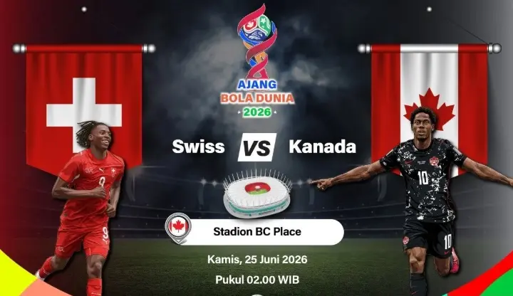 Swiss Tundukkan Kanada 2-1 dan Amankan Status Juara Grup B Piala Dunia 2026