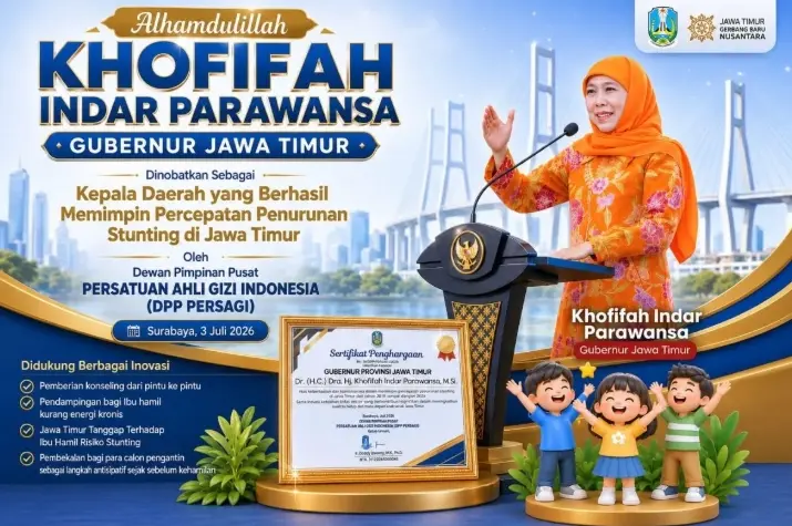 Khofifah Raih Penghargaan Persagi Berkat Keberhasilan Percepat Penurunan Stunting di Jawa Timur