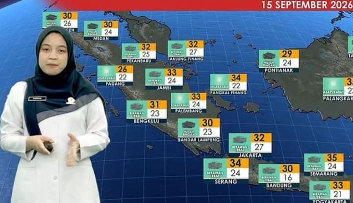 BMKG Prakirakan Sejumlah Wilayah Indonesia Diguyur Hujan Selasa, Tanjung Selor Berpotensi Hujan Sedang
