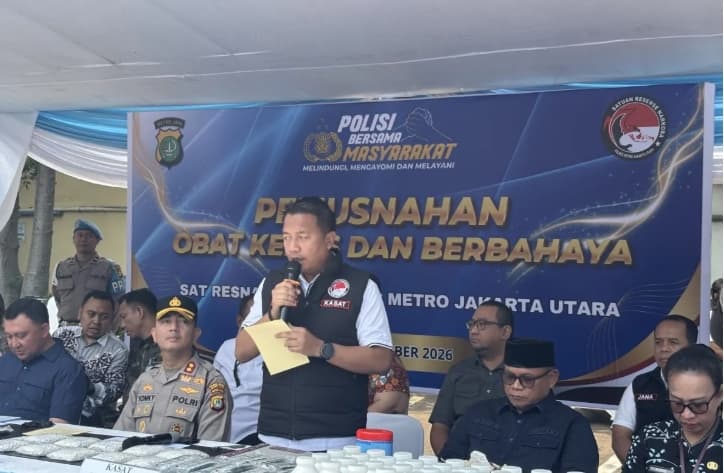 Polres Metro Jakarta Utara Musnahkan Hampir 10 Juta Butir Obat Keras Ilegal Senilai Rp15 Miliar, Satu Tersangka Ditangkap
