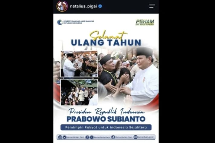 Prabowo Genap Berusia 75 Tahun, Menteri HAM Natalius Pigai Doakan Presiden Sehat dan Panjang Umur Memimpin Indonesia