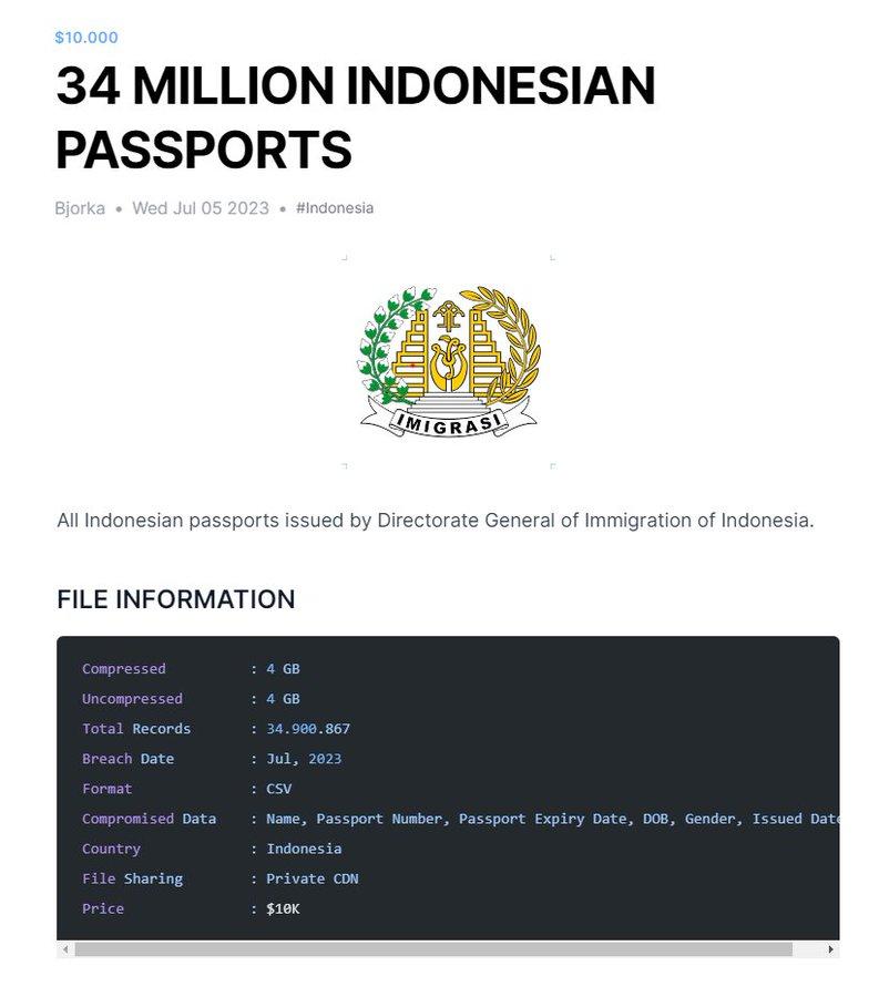 Viral! Data Paspor Warga Indonesia Bocor dan Diperjualbelikan