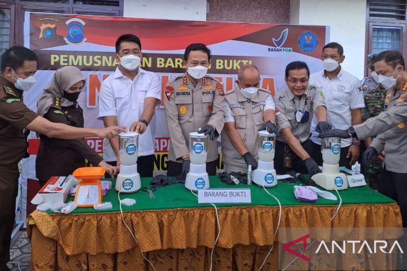 Polisi Musnahkan Barbuk 1,5 Kilogram Sabu di Bangka Belitung