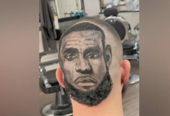 Gokil! Fans LA Lakers Cukur Rambutnya dengan Wajah LeBron James