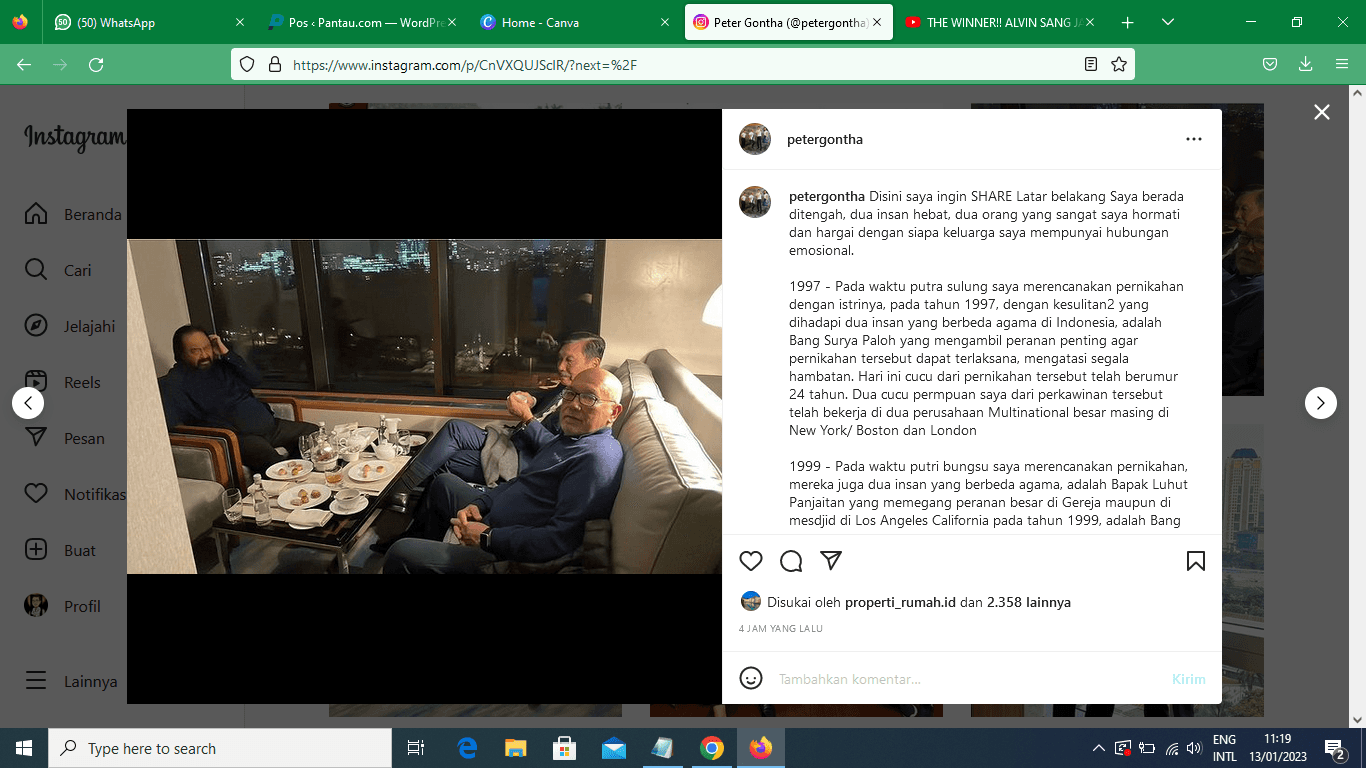 Luhut Makan Bareng Surya Paloh di Nasdem Tower, Bahas Penundaan Pemilu?