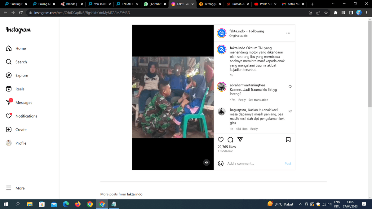 Prajurit TNI Bertekuk Lutut Dihadapan Bocil yang Ditabrak di Jatiwarna