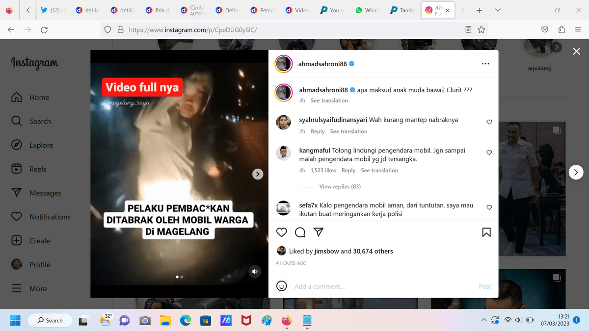Pemuda Tenteng Celurit Lalu Ditabrak Mobil Awalnya Kejar Emak-emak