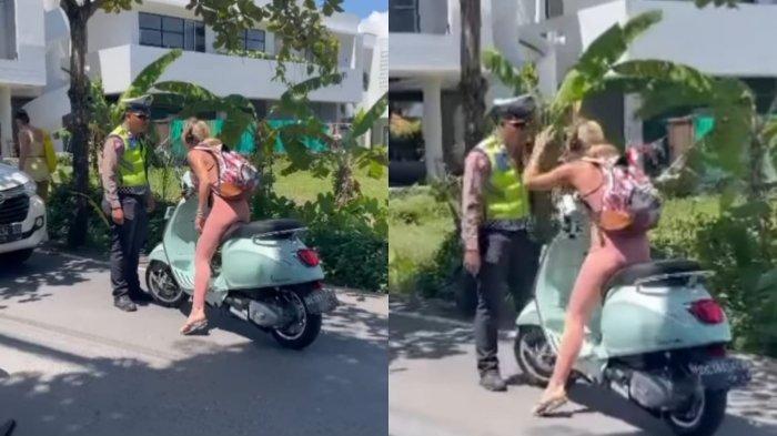 Bule Bentak-bentak Polisi saat Disetop gegara Tak Pakai Helm
