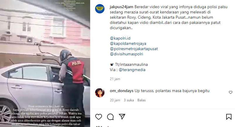Viral! Polisi Gadungan Cek Surat Kendaraan Warga di Jakarta Pusat