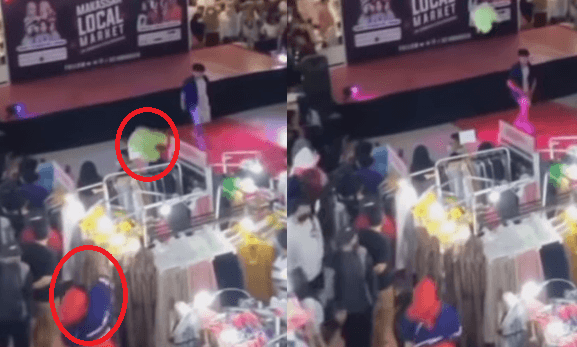 Viral! Emak-emak Kerudung Merah Lempar Bangku ke Peserta Dance K-Pop di Mal Makassar