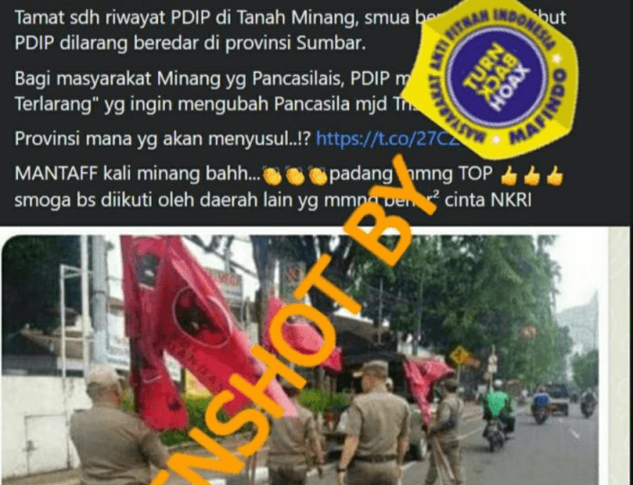 Bendera dan Atribut PDIP Dilarang di Sumatera Barat karena Jadi Partai Terlarang, Cek Faktanya