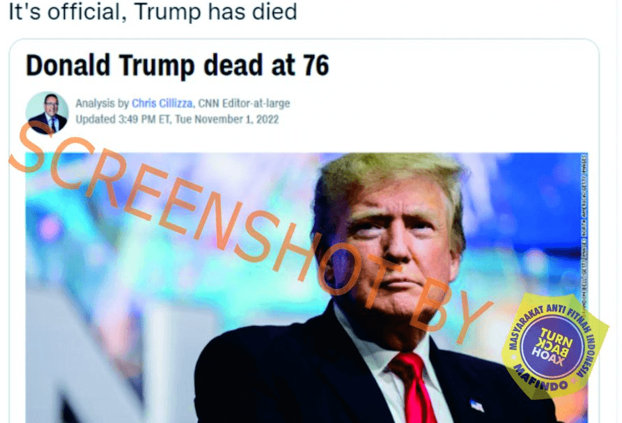 Mantan Presiden AS Donald Trump Meninggal Dunia, Cek Faktanya