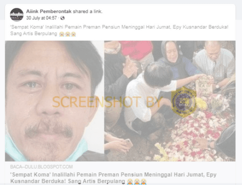 Pemeran 'Preman Pensiun' Epy Kusnandar Meninggal Dunia, Cek Faktanya
