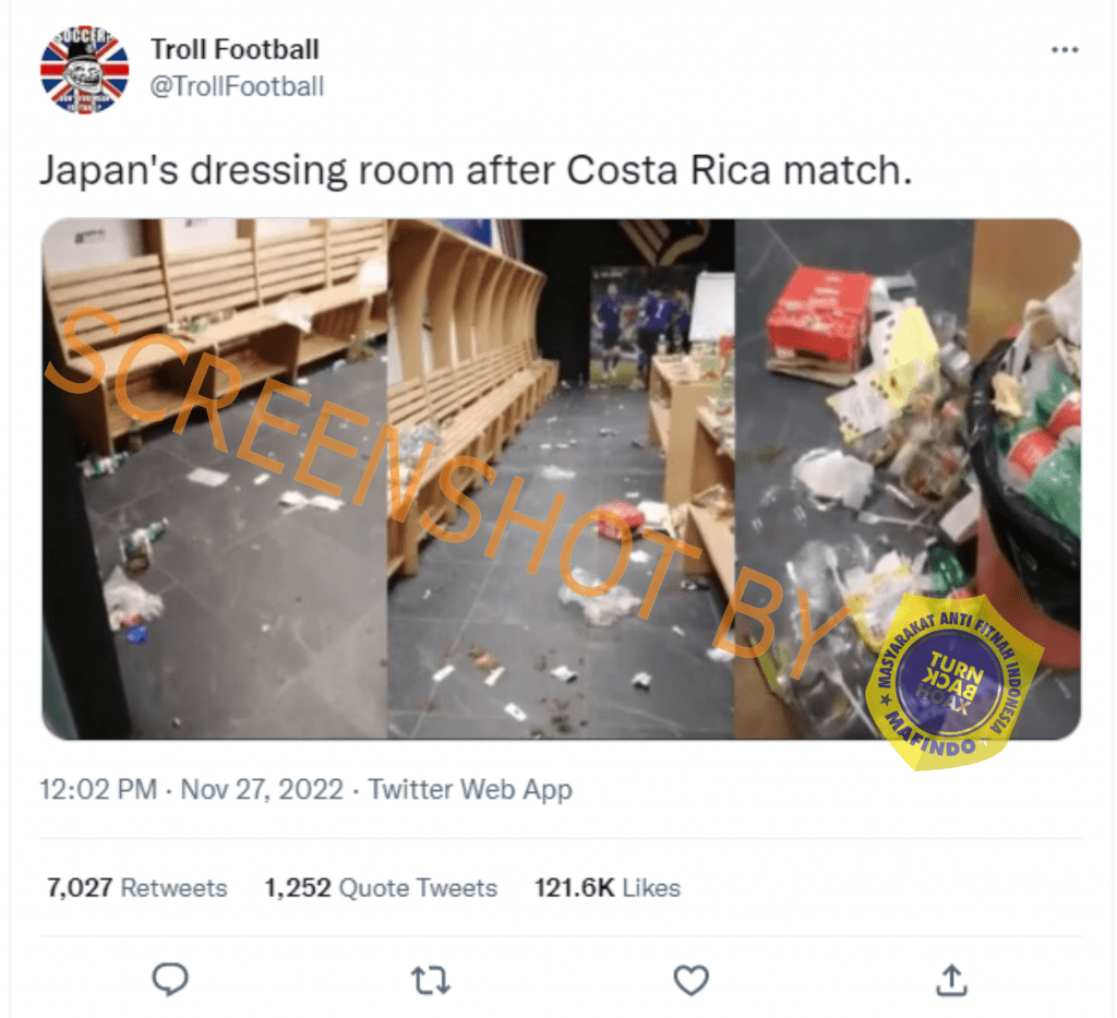 Ruang Ganti Timnas Jepang Berantakan dan Kotor Usai Kalah Lawan Kosta Rika, Cek Faktanya