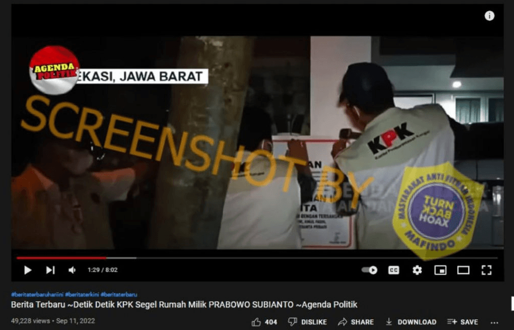 KPK Segel Rumah Milik Prabowo Subianto, Cek Faktanya