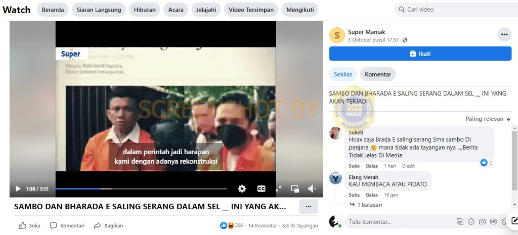 Ferdy Sambo dan Bharada E Berkelahi di Dalam Sel, Cek Faktanya