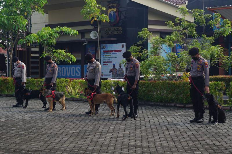 Polresta Sidoarjo Siagakan Anjing Pelacak Jelang Natal dan Tahun Baru