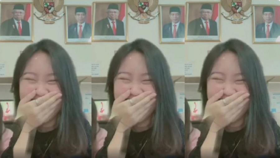 Viral Wanita Tertawa saat Foto Presiden Jokowi-Ma'ruf Amin Joget Putar Kepala, Netizen: Bahaya Ini!