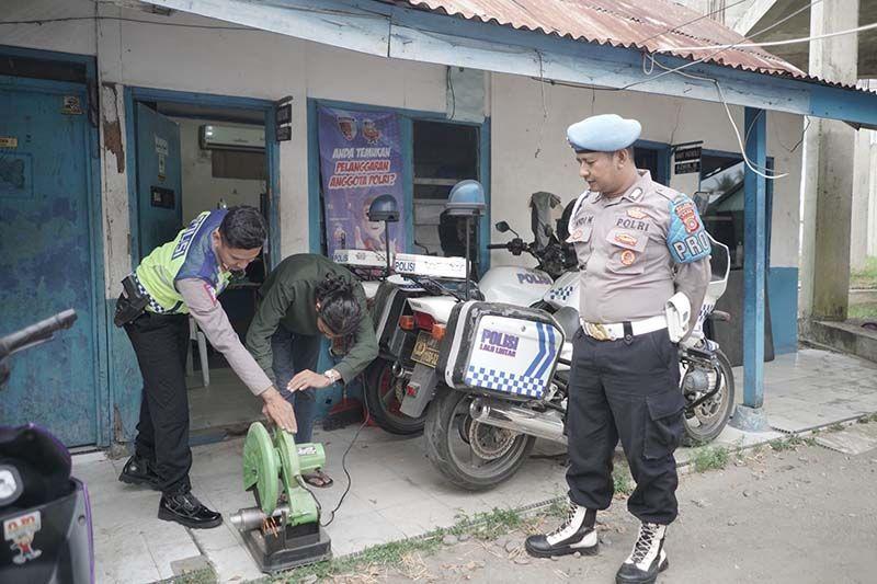 Ciptakan Rasa Nyaman, Polres Lhokseumawe Amankan Puluhan Motor Knalpot Brong