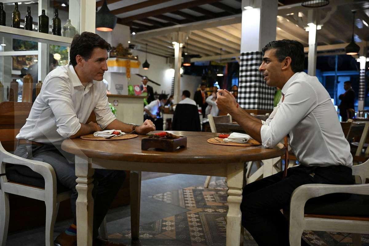 Justin Trudeau dan Rishi Sunak Kopdar Bareng di Cafe Bali