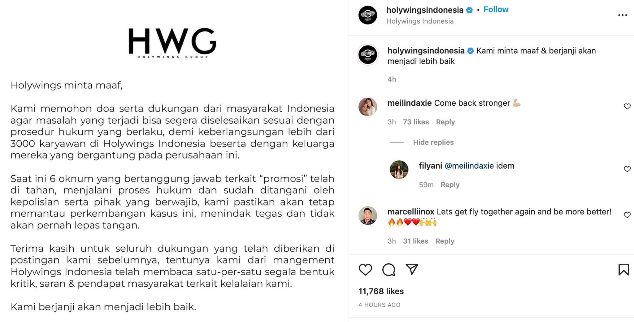Holywings Pastikan Tindak Tegas dan Tak Lepas Tangan atas 6 Oknum Karyawan yang Promosikan Miras Gratis