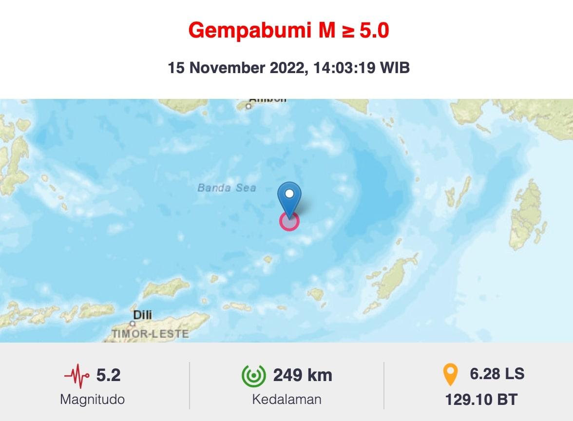 Breaking News: Gempa Magnitudo 5,2 Guncang Maluku Barat Daya