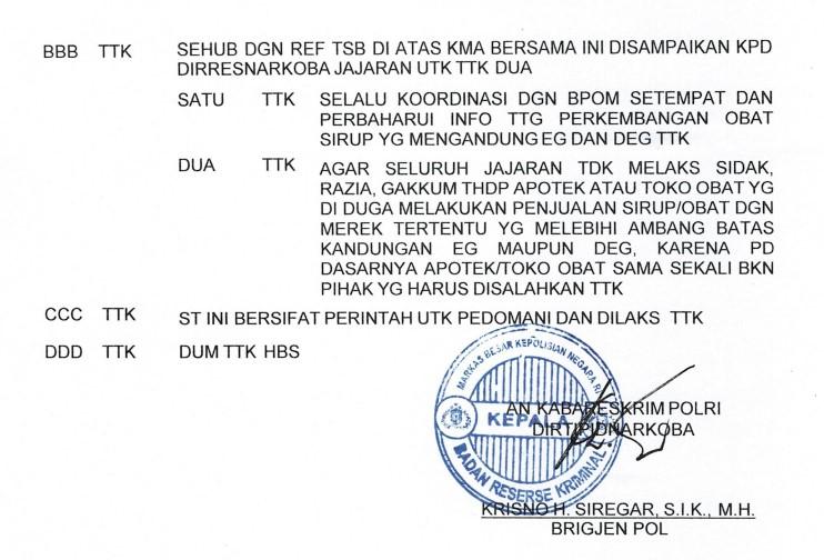 Polisi Larang Bawahan Razia Obat Sirop di Apotek dan Toko Obat