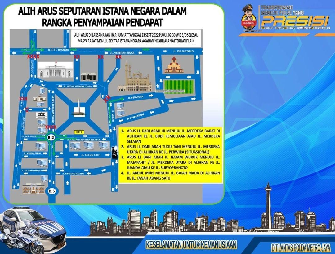 Simak! Rute Pengalihan Arus Lalin Menuju Istana Jelang Aksi 239 Tolak Kenaikan Harga BBM