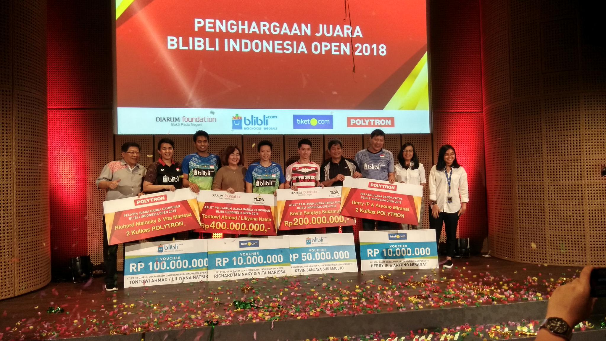 Selamat, Jawara Indonesia Open 2018 Banjir Bonus