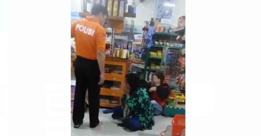 Viral! Polisi Tendang Ibu-ibu Pencuri Minimarket