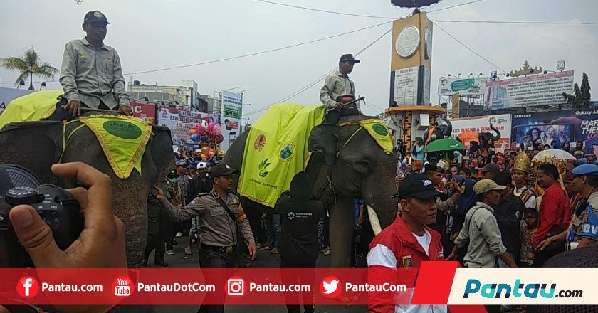 2 Gajah Kawal Kirab Obor Asian Games 2018
