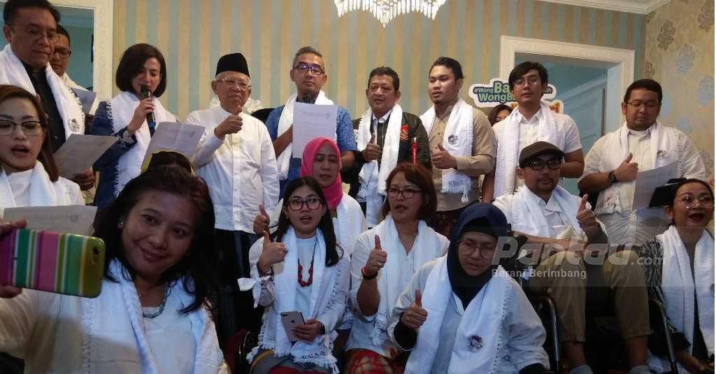 Temui Relawan Artis dan Musisi, Ma'ruf Amin Dukung Deklarasi Anti Hoax