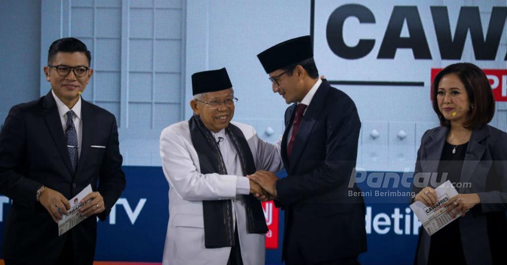 Survei Politicawave: Ma'ruf Lebih Unggul dari Sandiaga di Debat Ketiga