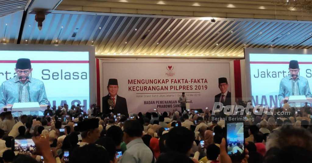 Sandiaga Uno Sampaikan 4 Catatan Indikasi Kecurangan Pemilu 2019