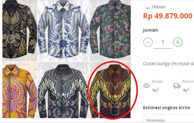 Di Olshop, Batik Mirip Punya Prabowo saat Ketemu Mega Dijual Rp49 Juta