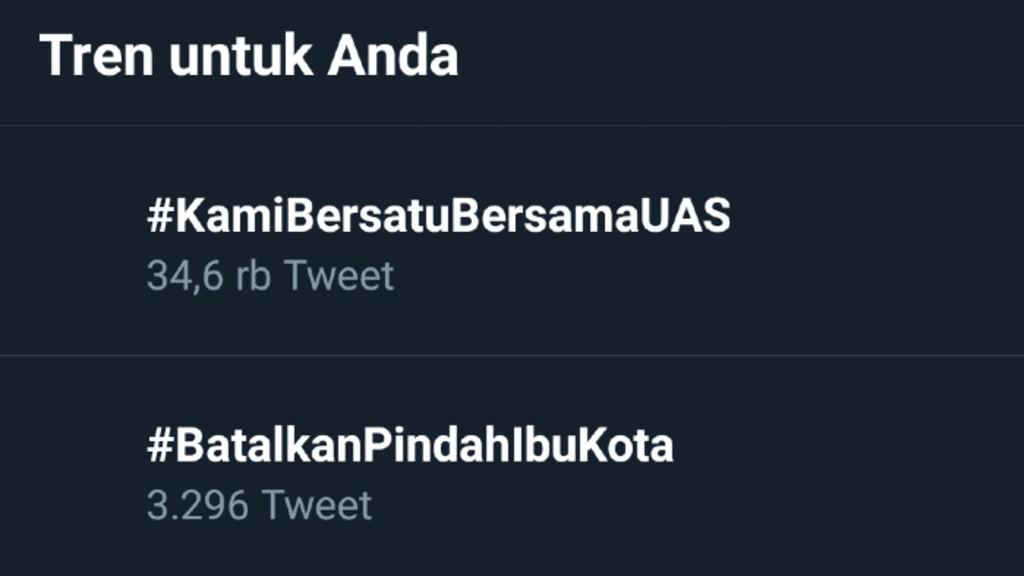 Bela Ustad Abdul Somad, #KamiBersatuBersamaUAS Trending Topik di Twitter