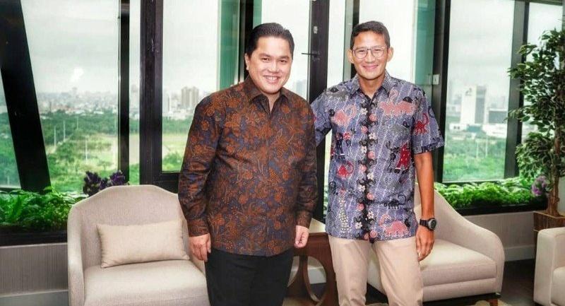 Erick Thohir-Sandiaga Uno Bertemu di Kantor KemenBMUN, Bahas Apa?