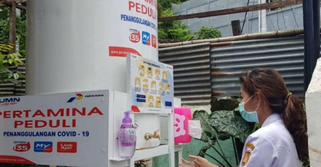Pertamina Beri Bantuan Tandon Air Cuci Tangan Demi Cegah Korona