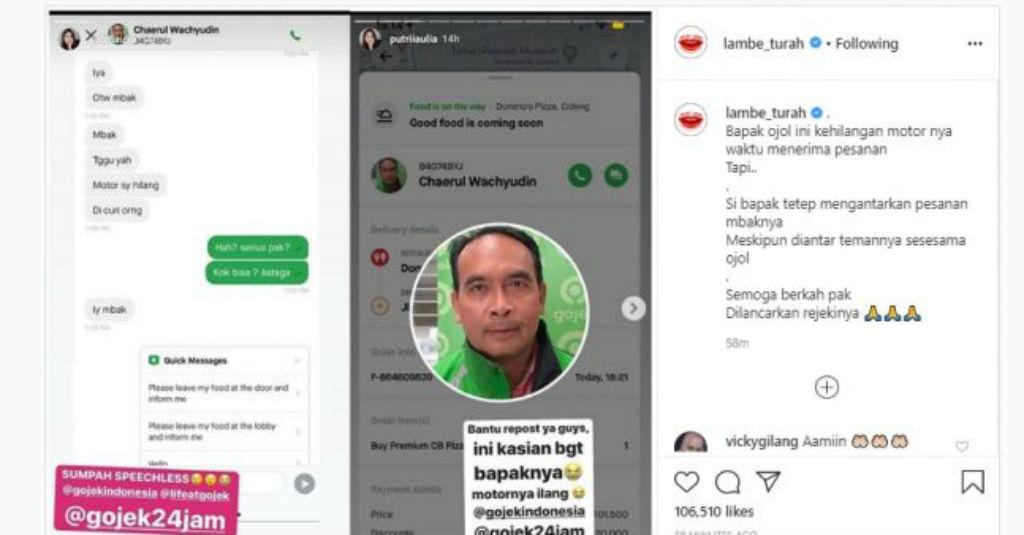 Kerja di Hari Lebaran, Motor Ojol Ini Hilang dan Buat Warganet Terharu
