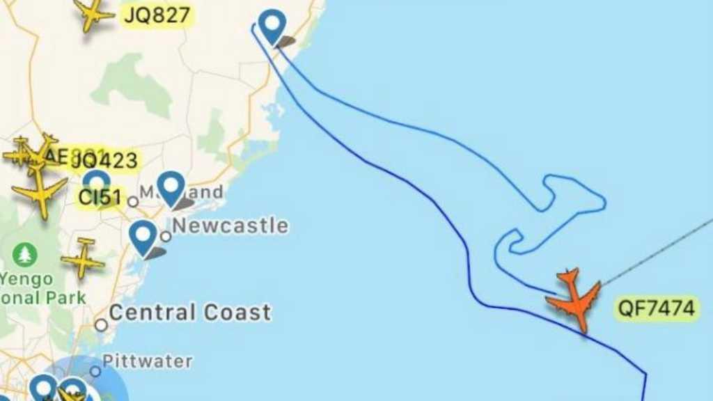 Unik! Rute Penerbangan Terakhir B-747 Qantas di Australia Berbentuk Kanguru