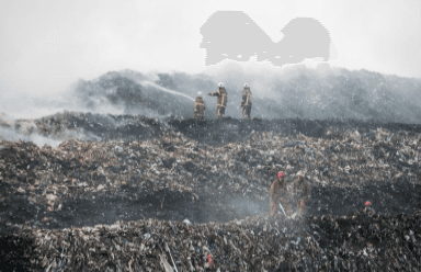 45 Pemadam Kebakaran Berjibaku Padamkan Kebakaran TPA Putri Cempo