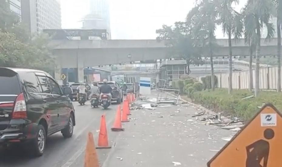Imbas Proyek Busway, Lalin di Gatot Subroto Arah Pancoran Tersendat