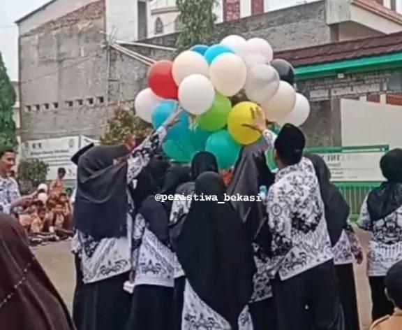 Duar! Balon Perayaan Hari Guru di Bekasi Meledak, Satu Guru Alami Luka Bakar di Wajah