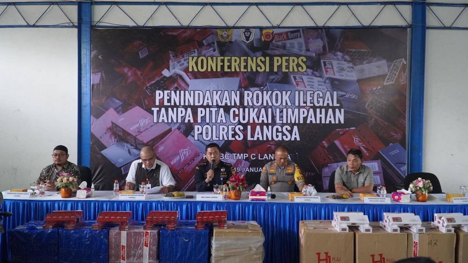 Sinergi Bea Cukai dan Kepolisian Gagalkan Distribusi Rokok Ilegal di Langsa