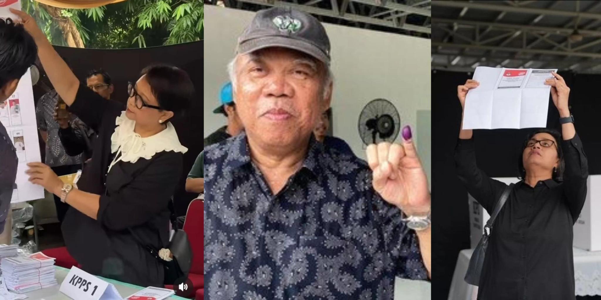 Sejumlah Menteri Kompak Pakai Baju Hitam Kala Nyoblos, Pertanda Reshuffle Kabinet?
