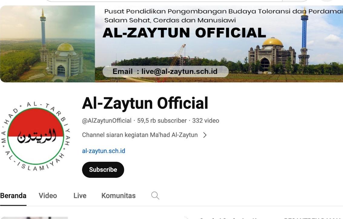 Channel YouTube Al-Zaytun Official Resmi Dirampas Negara usai Panji Gumilang Divonis 1 Tahun