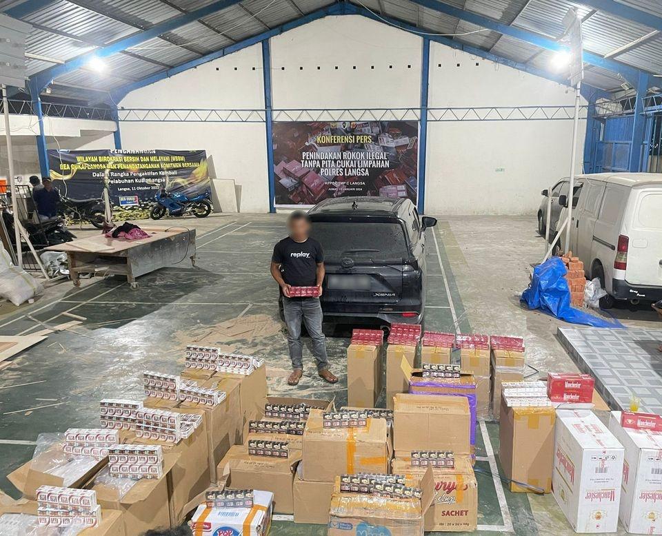 Bea Cukai Langsa Hentikan Pengiriman Rokok Ilegal di Aceh Tamiang