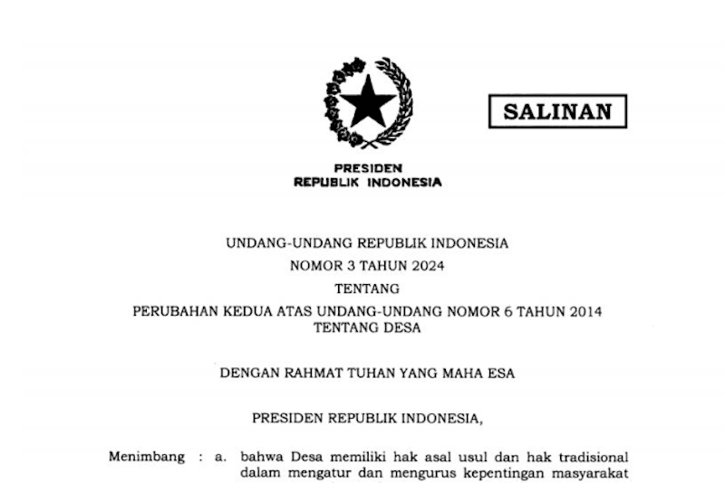 Jokowi Tandatangani UU Desa dan Perpanjang Masa Jabatan Kades