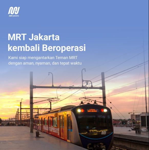Sempat Diberhentikan, MRT Jakarta Kembali Beroperasi Hari Ini